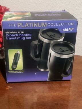 •New In Box! The Platinum Collection 2 Pack Heated Travel Mug Set
